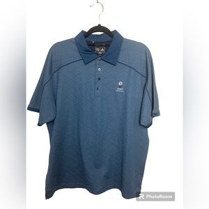 Adidas blue pattern short sleeve golf polo shirt. Eagles’s Landing. Large